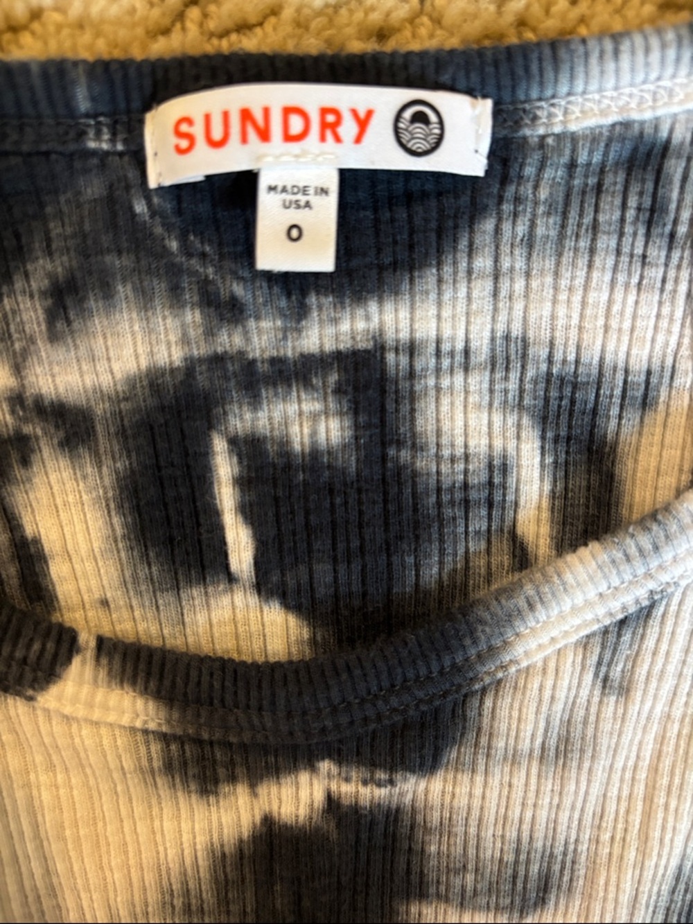 Sundry Dark Navy & White Tie-Dye Ribbed High-Neck Tank - Picture 4 of 4